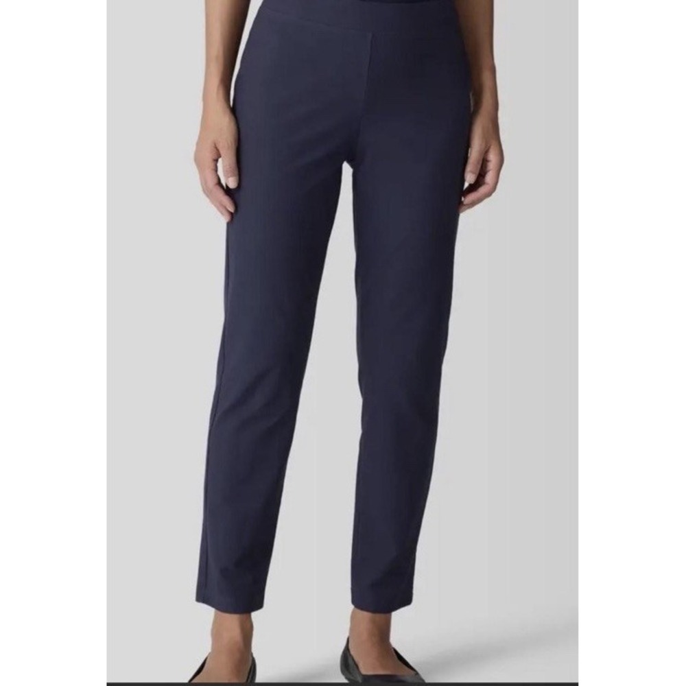 Eileen Fisher Navy Blue Crepe Slim Ankle Pants Size XS